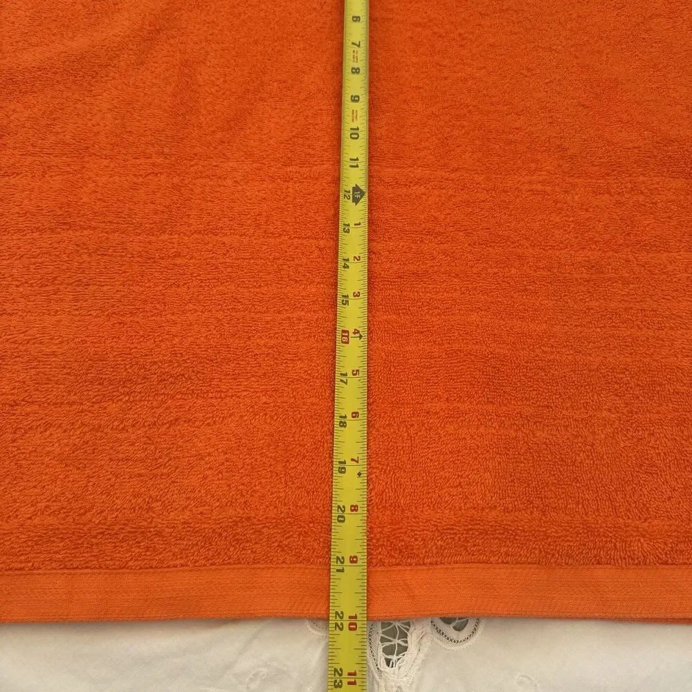 VTG St. Mary’s 70s Orange Bath Towel Set Boho Cottagecore Lace Trim Floral USA